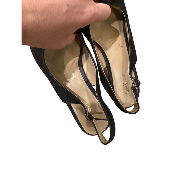 Trotters Womens Wedge Sandals US 8 Slingback Black Tan Cork Heels Beachy Resort - Picture 8 of 10